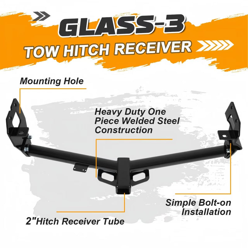 BUFEETERS Class 3 Trailer Hitch 2" Receiver Black Steel Fit For Jeep Renegade 2015-2023