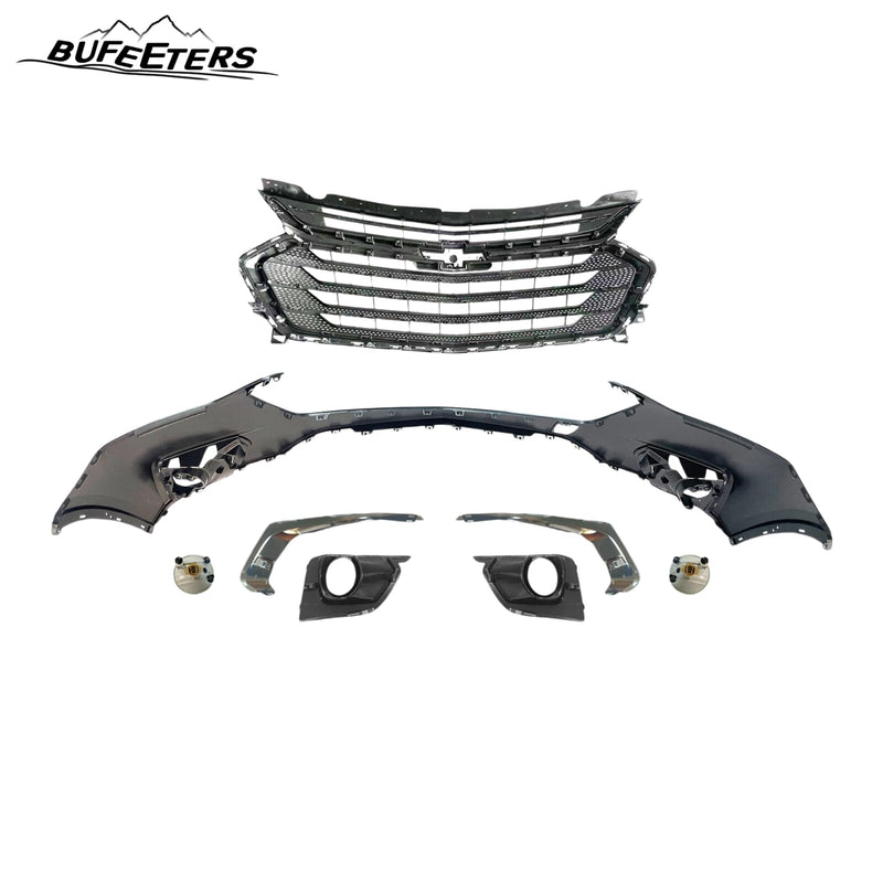 BUFEETERS 10PCS New Complete Front Bumper Grille Set Fit For 2018 2019 2020 2021 Chevy Chevrolet Traverse,Mesh Style,Chrome&Black