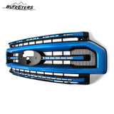 BUFEETERS Front Bumper Upper Grille Fit For 2020 2021 2022 F-250 F-350 F-450 F-550 Super Duty,Platinum Style,E7-Velocity Blue&Matte Black