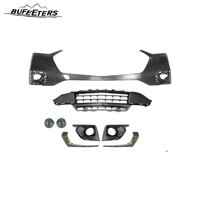 BUFEETERS 10PCS New Complete Front Bumper Grille Set Fit For 2018 2019 2020 2021 Chevy Chevrolet Traverse,Mesh Style,Chrome&Black