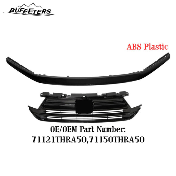 BUFEETERS Front Bumper Upper Grille With Trim Fit For 2021 2022 2023 Honda Odyssey,Factory Style,Gloss Black