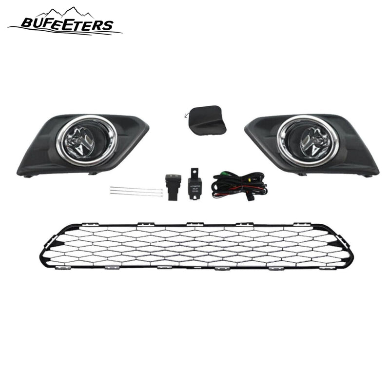 BUFEETERS Front Bumper Lower Grille LH+RH Fog Light SET Tow Cover Fit For 2014 2015 2016 Nissan Rogue,Honeycomb Style,Black