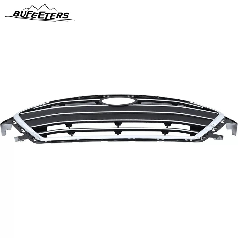 BUFEETERS     Front Bumper Grille w/ Chrome Trim Fit For 2017 2018 Hyundai Elantra Sedan,Horizontal Billet Style,Chrome&Black