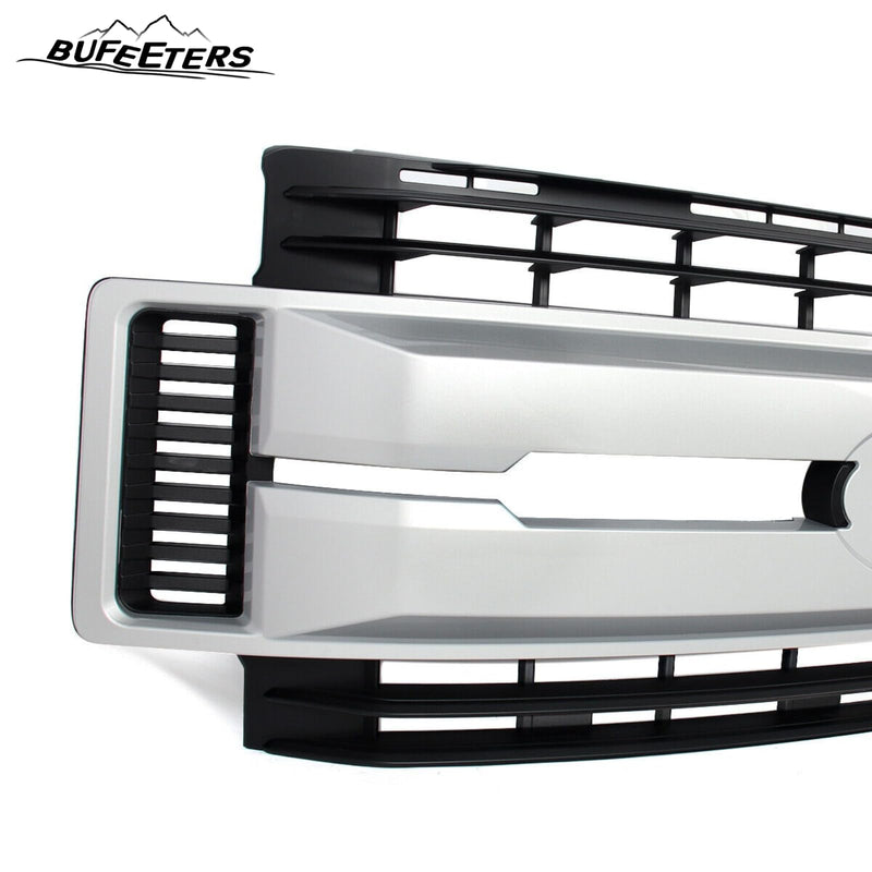 BUFEETERS Front Bumper Upper Grille Fit For 2017 2018 2019 F-250 F-350 Super Duty,XL Style,UX Ingot Silver&Matte Black
