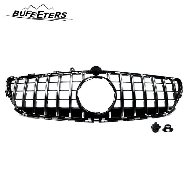 BUFEETERS  Front Bumper Upper Grille W/Camera Hole Fit For 2015 2016 2017 2018 Mercedes Benz W218 CLS400 CLS550,GTR Style,Chrome&Black