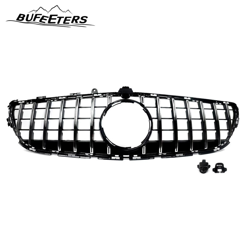 BUFEETERS  Front Bumper Upper Grille W/Camera Hole Fit For 2015 2016 2017 2018 Mercedes Benz W218 CLS400 CLS550,GTR Style,Chrome&Black