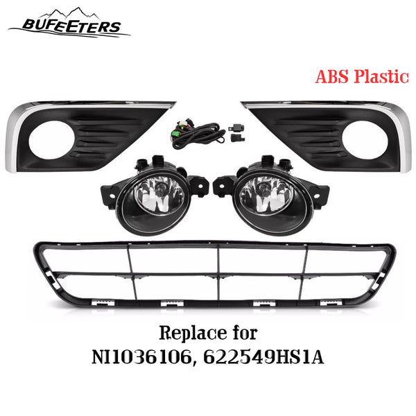 BUFEETERS Front Bumper Lower Grille & Fog light W/Bezel+Switch Fit For 2016 2017 2018 Nissan Altima,Mesh Style,Chrome&Black
