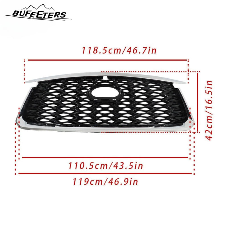 BUFEETERS  Front Bumper Upper Grille Fit For 2022 2023 INFINITI QX60,Mesh Style,Chrome&Black