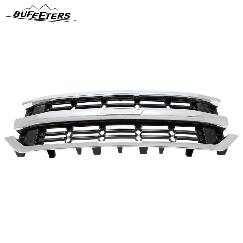 BUFEETERS Front Bumper Upper Grille Fit For 2016 2017 2018 2019 Chevrolet Silverado 1500,Honeycomb Style,Chrome&Black
