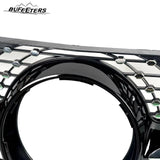 BUFEETERS   Front Bumper Upper Grille W/o Camera Hole Fit For 2012 2013 2014 2015 Benz W166 ML-Class Facelift,Diamond Style,Gloss Black