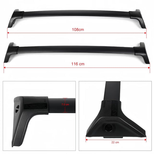 BUFEETERS Roof Rack Crossbar+Side Rails Luggage Carrier Fit For 2019 2020 Toyota RAV4,Black,165 lbs