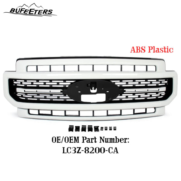BUFEETERS Front Bumper Upper Grille Fit For 2020 2021 2022 F-250 F-350 F450 F550 Super Duty,Lariat Sport Style,Oxford White&Black