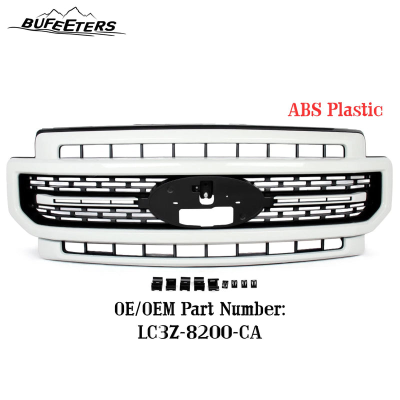 BUFEETERS Front Bumper Upper Grille Fit For 2020 2021 2022 F-250 F-350 F450 F550 Super Duty,Lariat Sport Style,Oxford White&Black