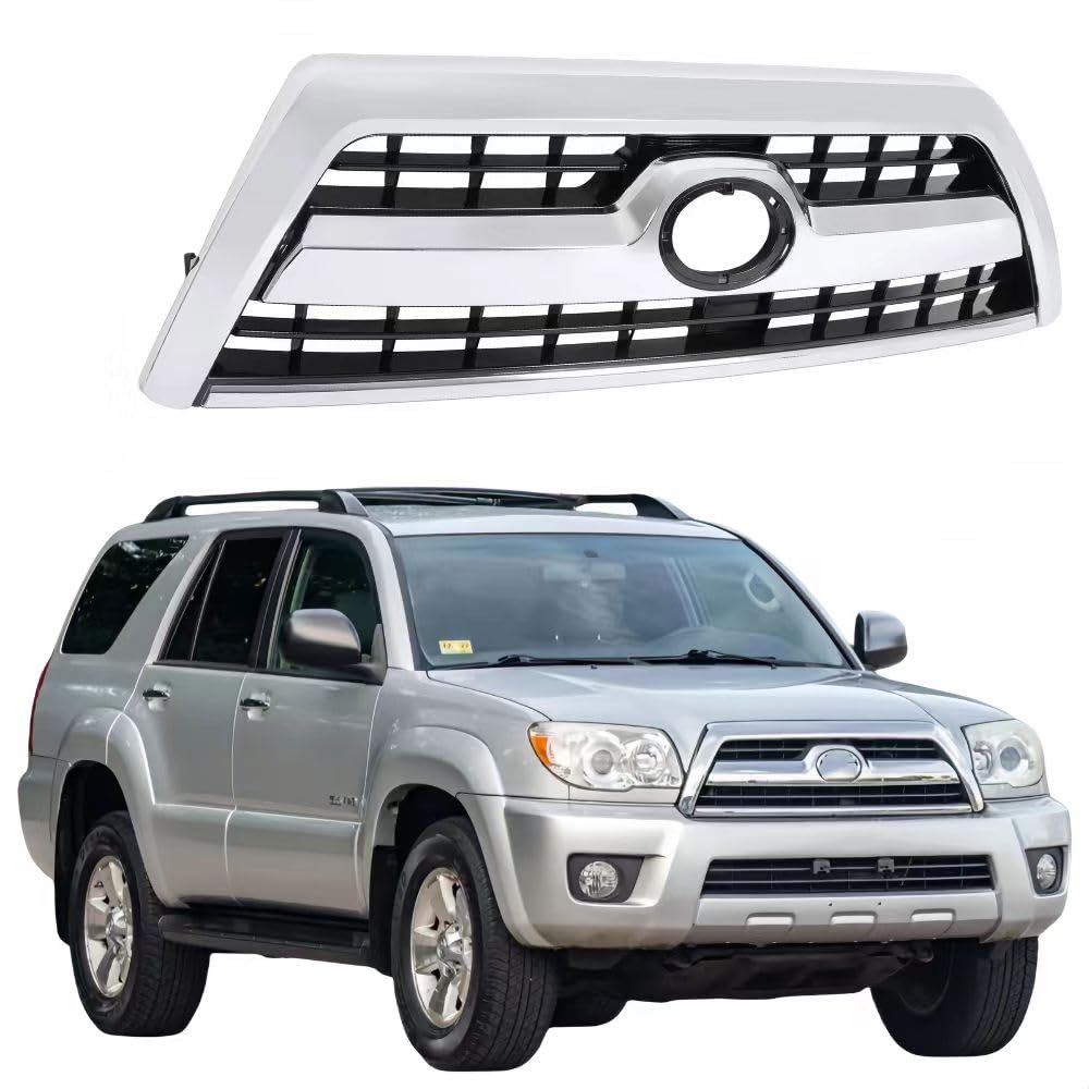 BUFEETERS Front Bumper Upper Grille Grill   Fit For 2006 2007 2008 2009 Toyota 4Runner SR5 Sport Model,Black&Chrome