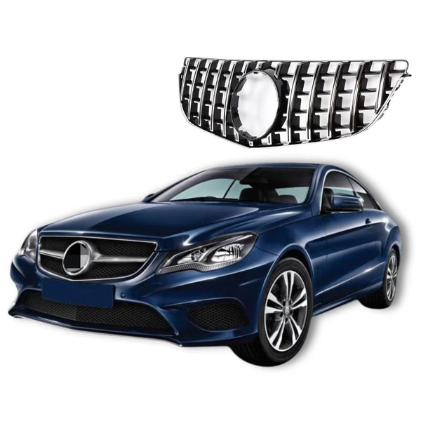 BUFEETERS   Front Bumper Upper Grille Fit For 2014 2015 2016 2017 Mercedes Benz E-CLASS C207 W207 Coupe,GTR Style,Chrome&Black