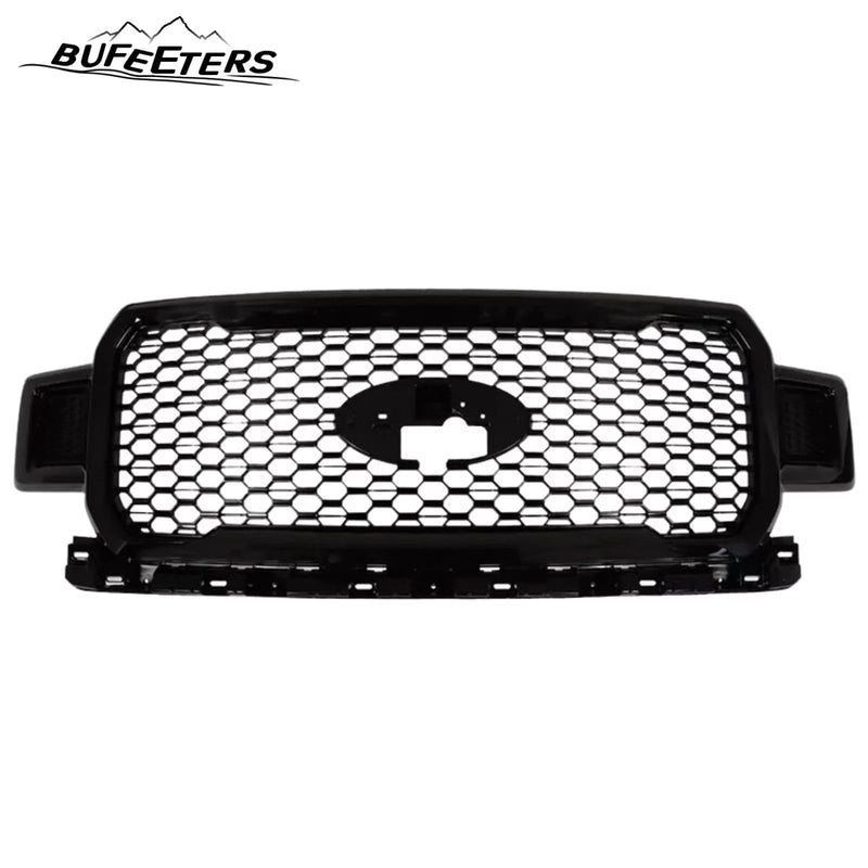 BUFEETERS  Front Upper Grille Grill Assembly Fit For 2018 2019 2020 Ford F-150,Honeycomb Style,Gloss Black