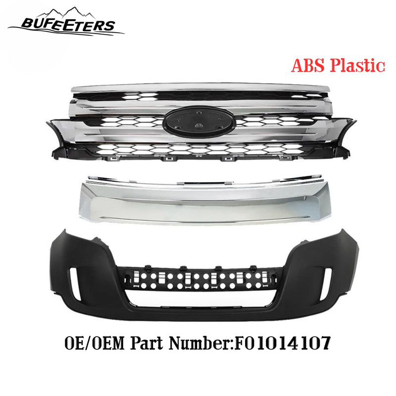BUFEETERS Front Bumper Cover Fascia + Grilles Assembly Fit For 2011 2012 2013 2014 Ford Edge,Factory Style,Chrome&Black
