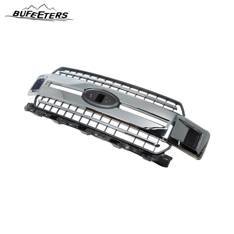 BUFEETERS  Front Radiator Chrome Grille Assembly Fit For 2018 2019 2020 Ford F-150,Honeycomb Style