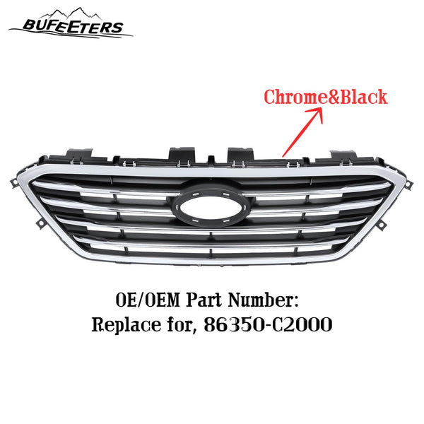 BUFEETERS    Front Bumper Upper Grille Fit For 2015 2016 2017 Hyundai Sonata,Factory Style,Chrome&Black