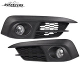 BUFEETERS  8PCS Front Upper Lower Grille&Foglights&Bezels Fit For 2016 2017 2018 Honda Civic Sedan,Factory Style,Chrome&Black
