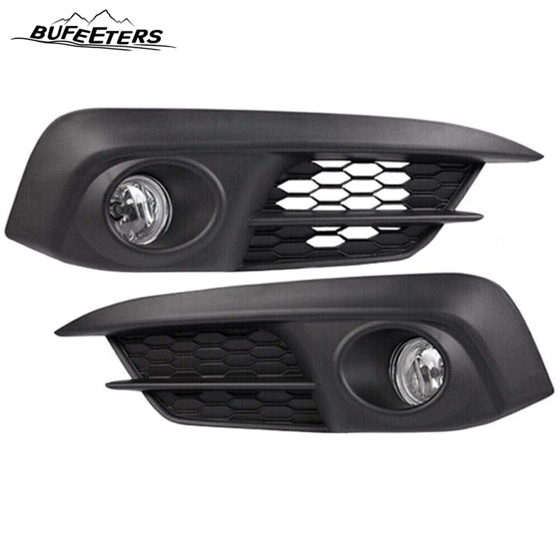 BUFEETERS  8PCS Front Upper Lower Grille&Foglights&Bezels Fit For 2016 2017 2018 Honda Civic Sedan,Factory Style,Chrome&Black