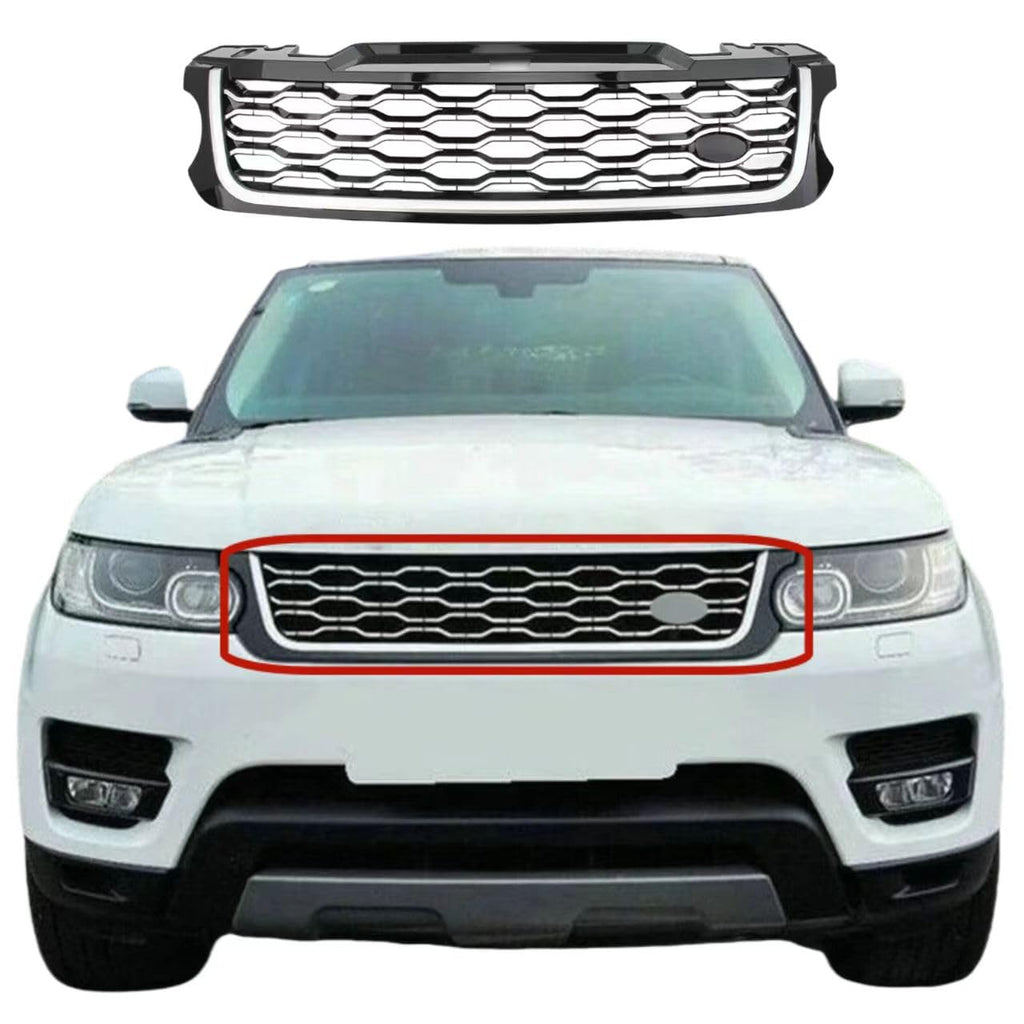 BUFEETERS Front Bumper Upper Grille Fit For 2014 2015 2016 2017 Land Rover Range Rover Sport,Honeycomb Style,Silver