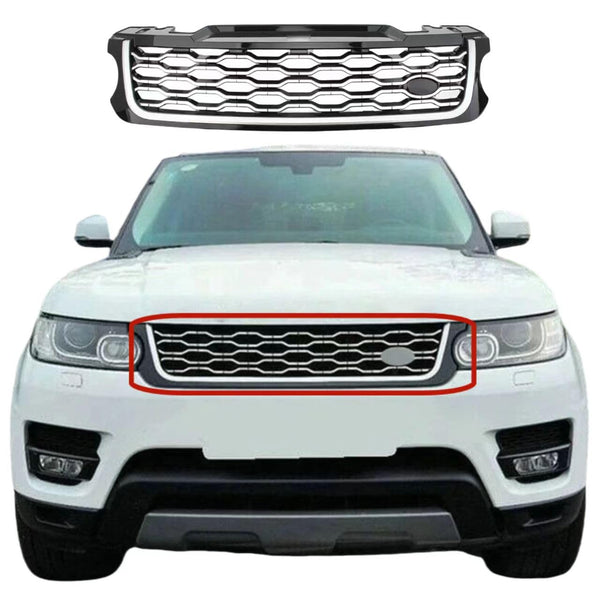 BUFEETERS Front Bumper Upper Grille Fit For 2014 2015 2016 2017 Range Rover Sport,Honeycomb Style,Silver