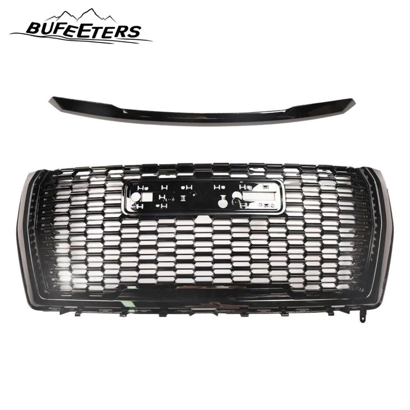 BUFEETERS Front Grille Grill Hood Trim Molding Set Fit For 2021 2022 2023 GMC Yukon/XL Denali,Gloss Black