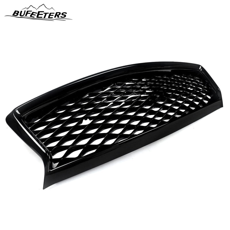 BUFEETERS   Front Bumper Upper Grille Fit For 2018 2019 2020 2021 2022 INFINITI Q50 Q50S W/Sensor Holes,Honeycomb Style,Gloss Black
