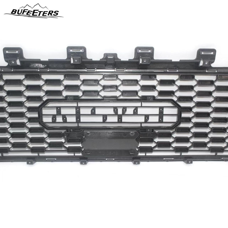 BUFEETERS Front Bumper Grille Hood Grill w/LED Amber Lights Fit For 2010 2011 2012 2013 Toyota Tundra,Mesh Style,Black