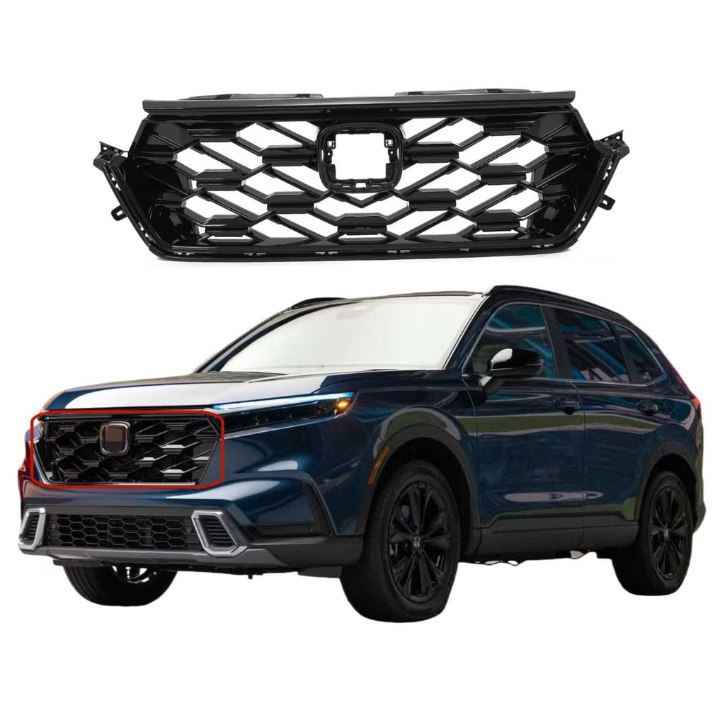 BUFEETERS  Front Upper Grille Assembly Fit For Honda CRV CR-V Sport Hybrid 2023-2024, Full Black