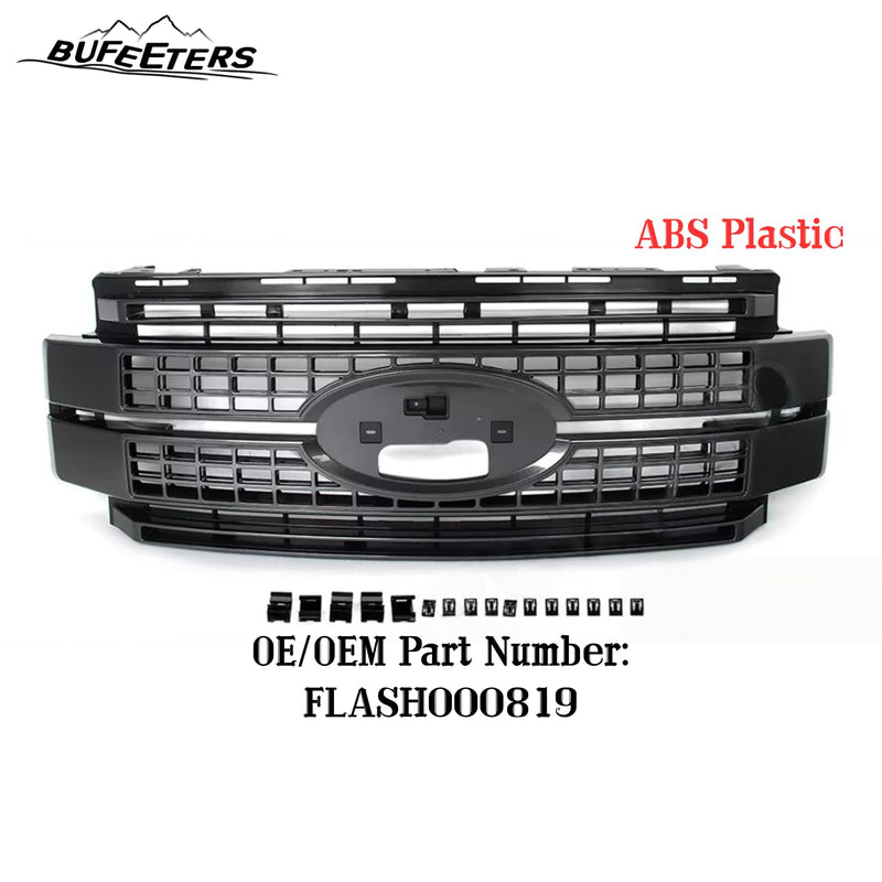 BUFEETERS Front Bumper Upper Grille Fit For 2017 2018 2019 F-250 F-350 F-450 F-550 Super Duty,Platinum Style,J7 Magnetic Metallic&Matte Black