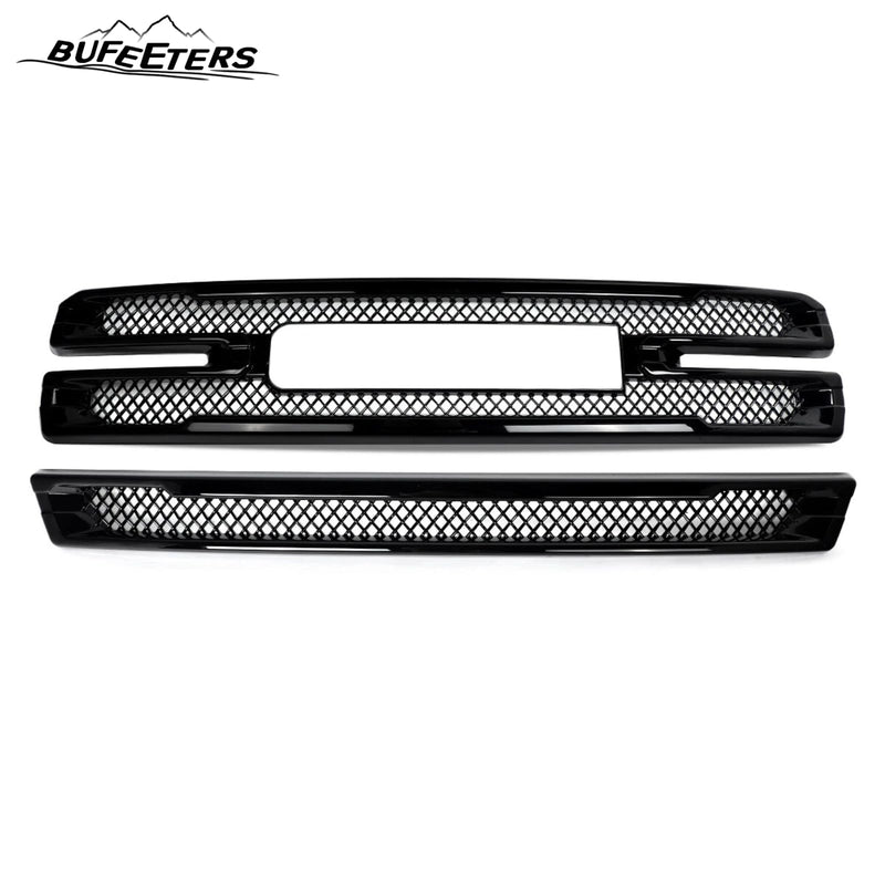 BUFEETERS Front Bumper Grille Covers Grill Overlay Fit For 2019 2020 2021 GMC Sierra 1500 SLT AT4,Factory Style,Gloss Black