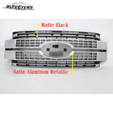 BUFEETERS Front Bumper Upper Grille Fit For 2017 2018 2019 F-250 F-350 F-450 F-550 Super Duty,Platinum Style,Satin Aluminum&Matte Black