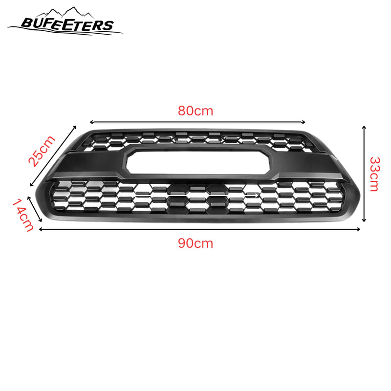 BUFEETERS   Front Bumper Grille With Accessories Fit For 2016 2017 2018 2019 2020 2021 2022 2023 Toyota Tacoma,Mesh Style,Matte Black