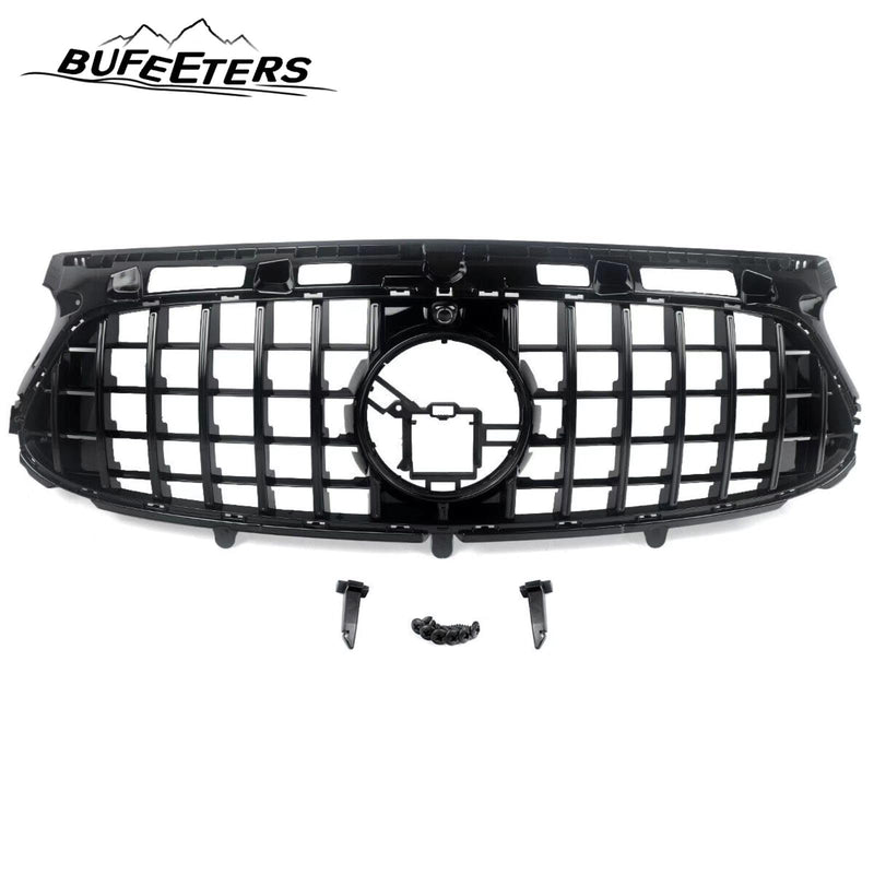BUFEETERS Front Bumper Upper Grille Fit For 2020 2021 2022 2023 Benz H247 GLA35 GLA45 AMG Deluxe,GTR Style,Gloss Black