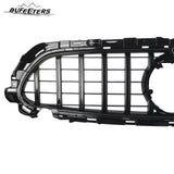 BUFEETERS  Front Bumper Upper Grille w/Camera Hole Fit For 2021 2022 Mercedes Benz W213 E350 E450,GT/Panamericana Style,Chrome&Black