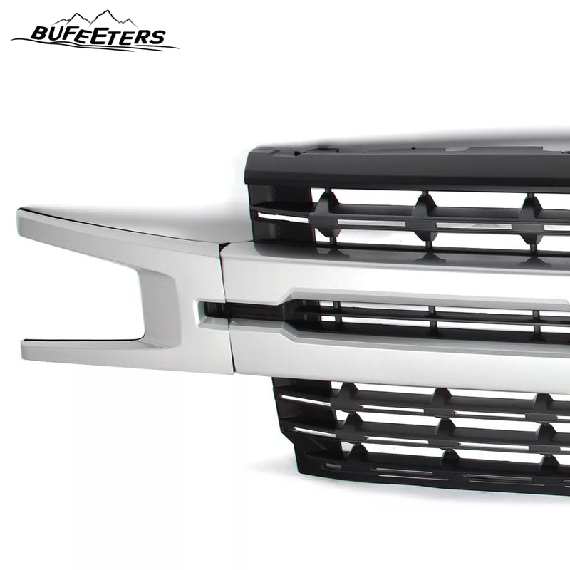 BUFEETERS Front Bumper Upper Grille Fit For 2019 2020 2021 Chevy Silverado 1500,Factory Style,WA636R Silver lce Metallic&Matte Black