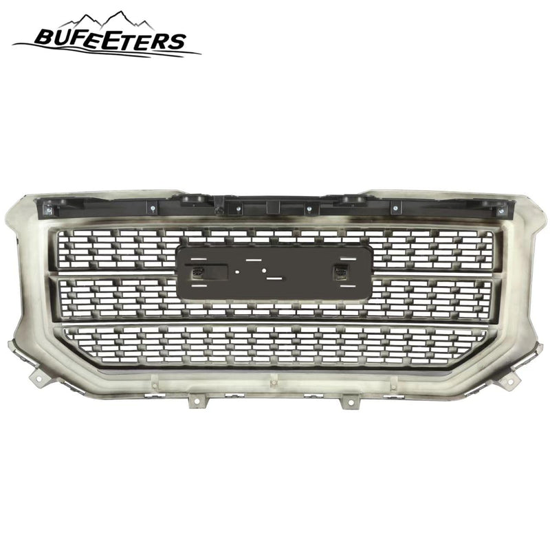 BUFEETERS Front Bumper Upper Grille Fit For 2016 2017 2018 GMC Sierra 1500,Denali Style,Gloss Black