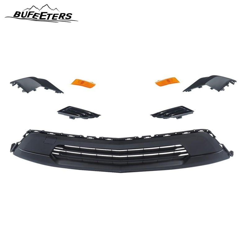 BUFEETERS  12PCS Front Bumper Cover RS Grille Assembly Kit Complete Fit For 2022 2023 2024 Chevy Chevrolet Traverse,Horizontal Billet Style,Black