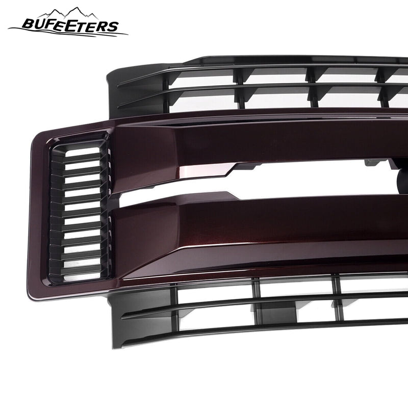 BUFEETERS Front Bumper Upper Grille Fit For 2017 2018 2019 F-250 F-350 F-450 F-550 Super Duty,XL Style,Magma Red&Matte Black