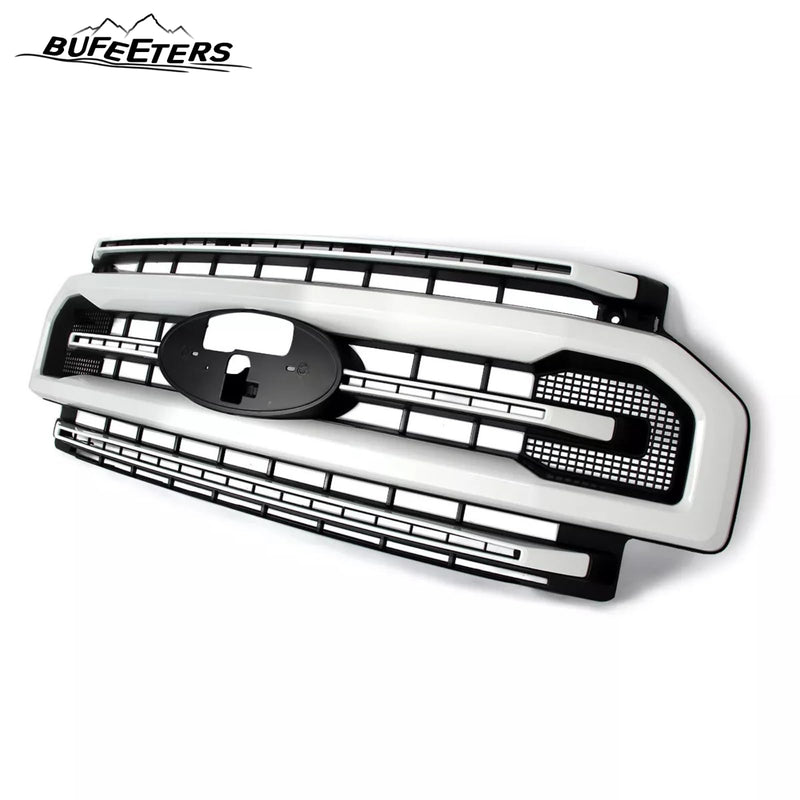 BUFEETERS Front Bumper Upper Grille Fit For 2020 2021 2022 F-250 F-350 F-450 F-550 Super Duty,Platinum Style,Oxford White&Matte Black