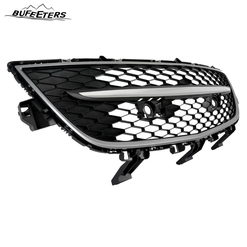 BUFEETERS  Front Bumper Lower Grille with Chrome Surround Center Molding Fit For 2010 2011 2012 Mazda CX-9,Black+Dark Gray+Chrome