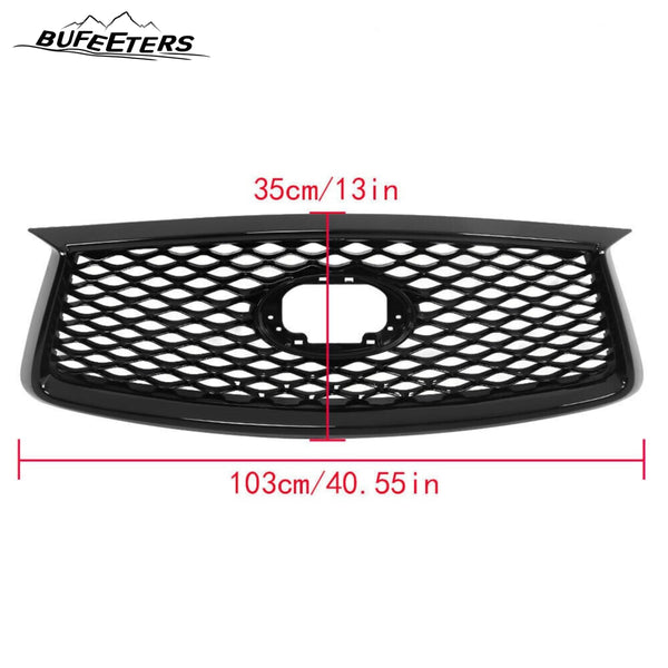 BUFEETERS  Front Upper Grille  W/Camera Hole  Fit For 2019 2020 2021 2022 2023 INFINITI QX50,Gloss Black