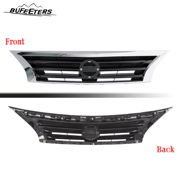 BUFEETERS Front Bumper Upper Grille Fit For 2013 2014 2015 Nissan Altima,Horizontal Billet Style,Chrome&Black