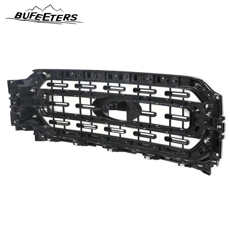 BUFEETERS Front Bumper Upper Grille Fit For 2021 2022 Ford F150 XLT,Horizontal Billet Style,Chrome&Black