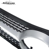 BUFEETERS  Front Bumper Upper Grille W/o Camera Hole Fit For 2014 2015 2016 2017 Mercedes Benz W207 E-CLASS Coupe Facelift,Diamond Style,Silver