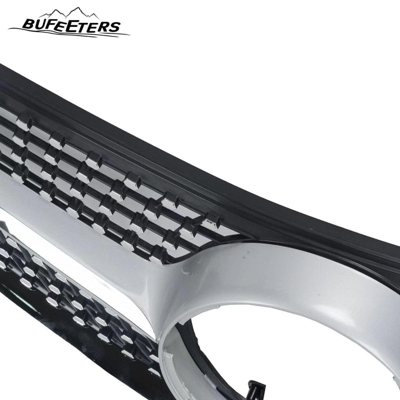 BUFEETERS  Front Bumper Upper Grille W/o Camera Hole Fit For 2014 2015 2016 2017 Mercedes Benz W207 E-CLASS Coupe Facelift,Diamond Style,Silver