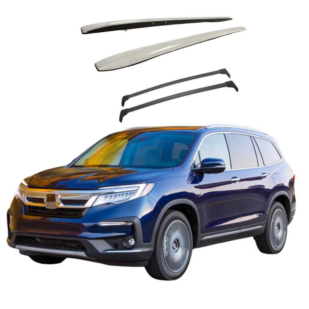 BUFEETERS  4Pcs  Roof Rack Accessories Side Rails & Cross Bars Fit For Honda Pilot 2016 2017 2018 2019 2020 2021 2022,Silver+Black