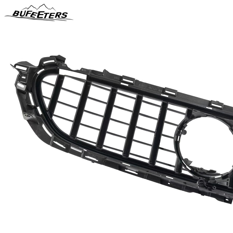 BUFEETERS  Front Bumper Upper Grille w/Camera Hole Fit For 2021 2022 Mercedes Benz W213 E350 E450,GT/Panamericana Style,Chrome&Black